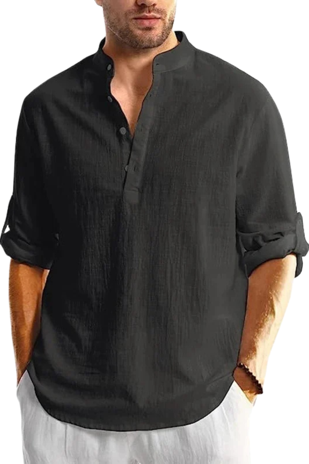 Men's Linen Collar Shirt - Relaxed Fit