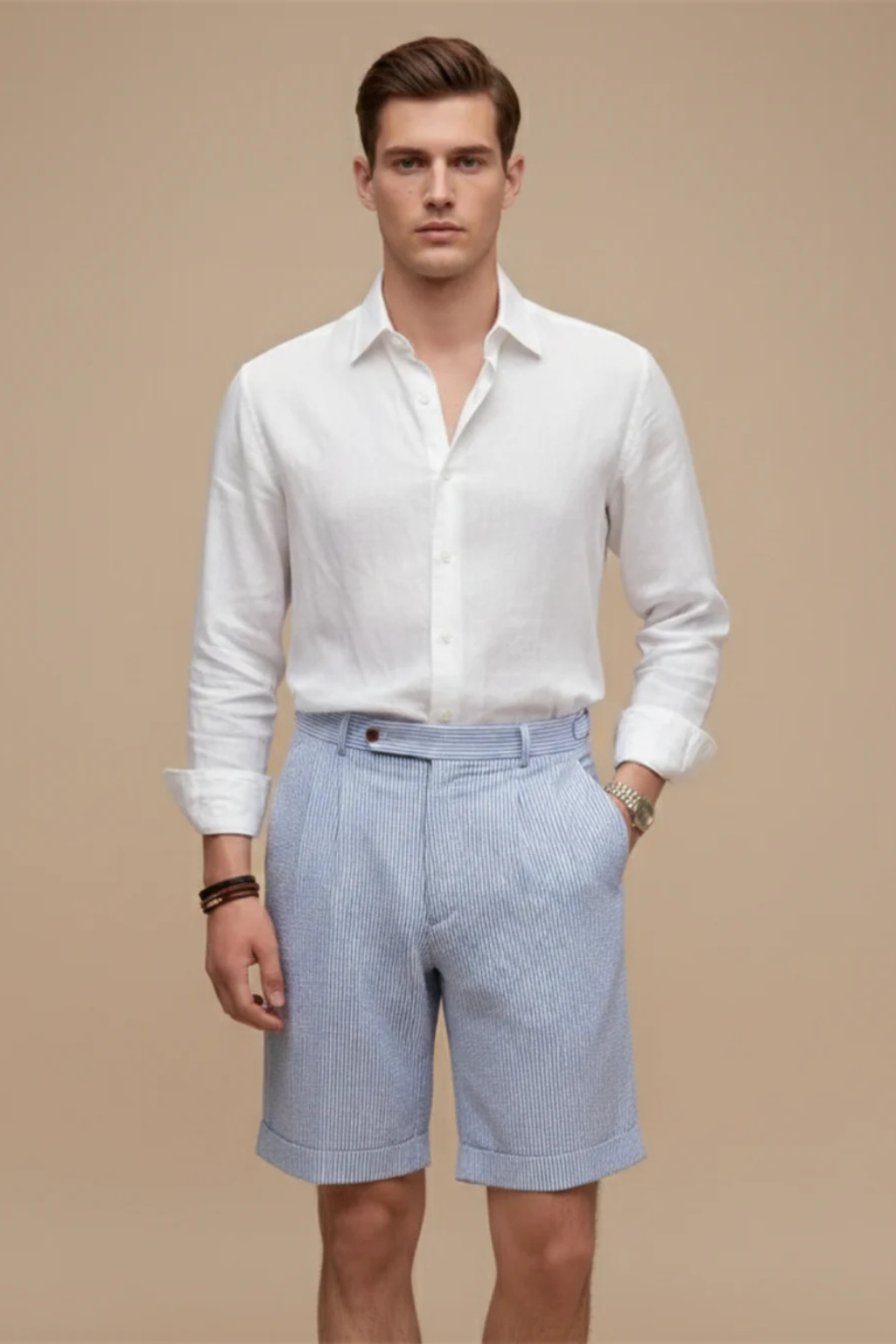 Men's Casual Striped Seersucker Chino Shorts - Summer Style