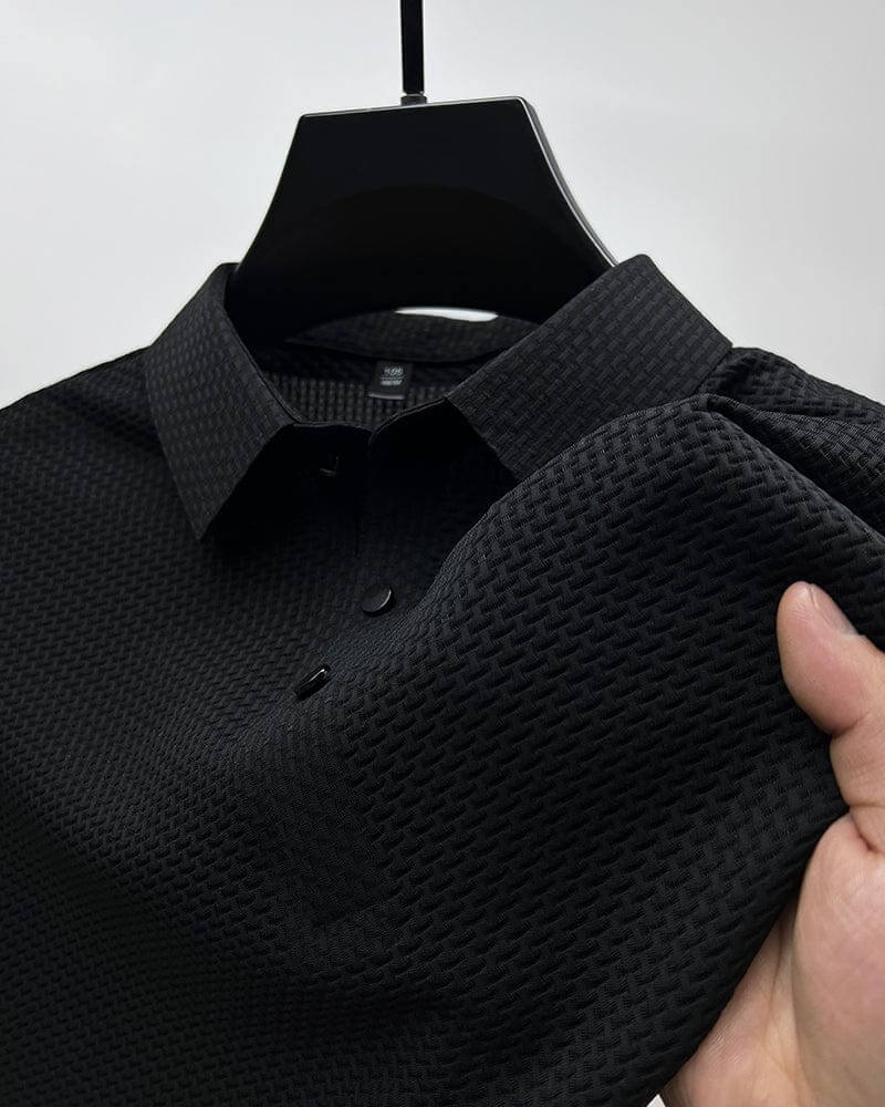Men's Textured Knit Polo Shirt - Relaxed Fit Casual Wear