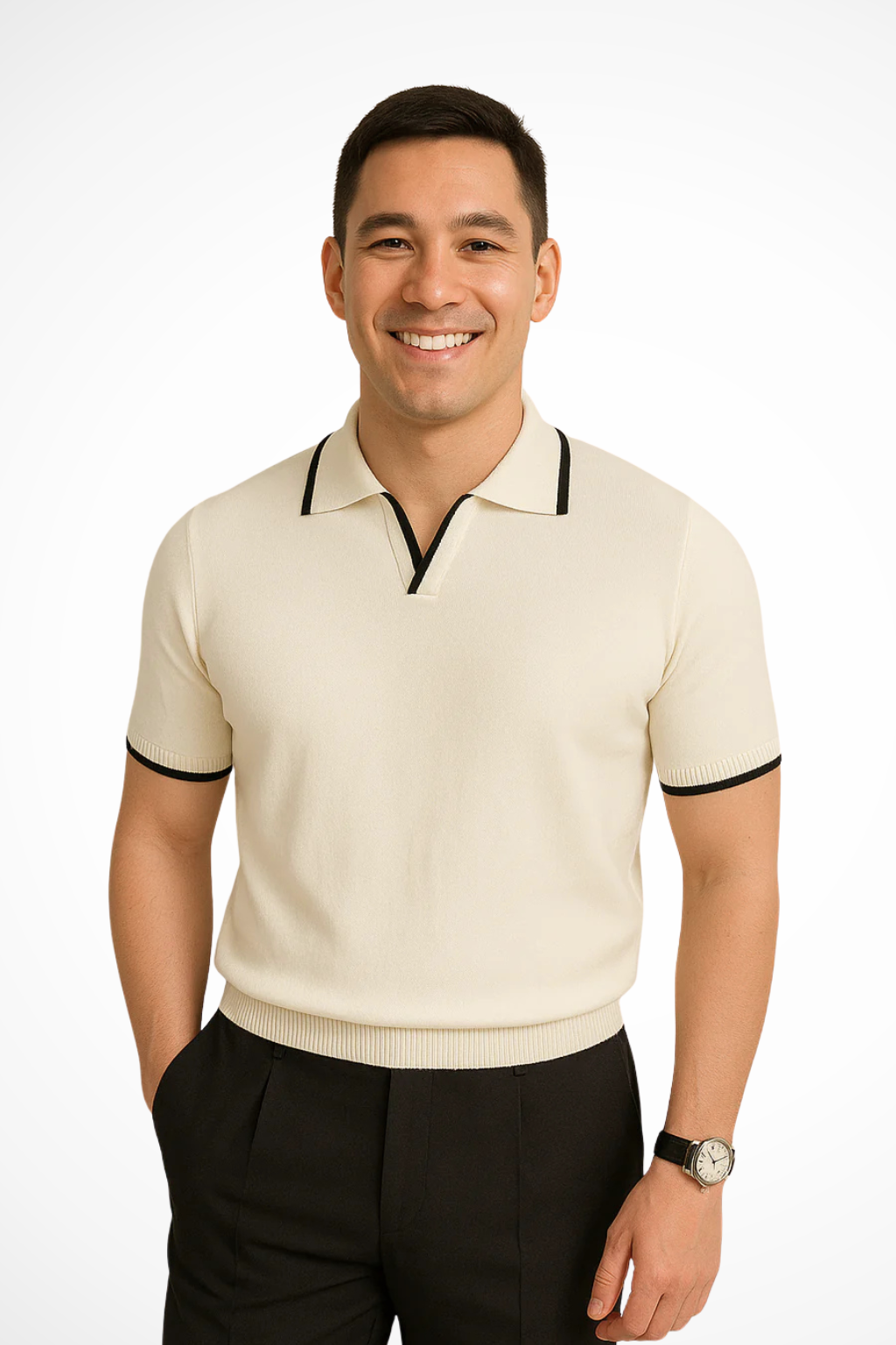 Men's Slim Fit Knit Polo Shirt - Casual Wear