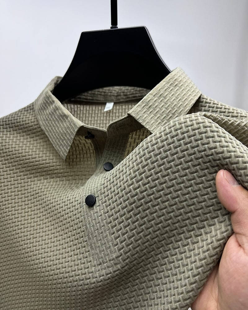 Men's Textured Knit Polo Shirt - Relaxed Fit Casual Wear