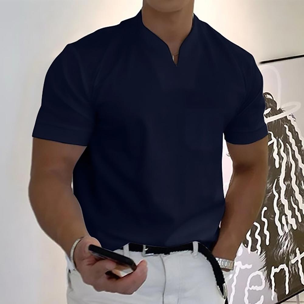 Men's Regular Fit V-Neck Knit T-Shirt - Everyday Casual