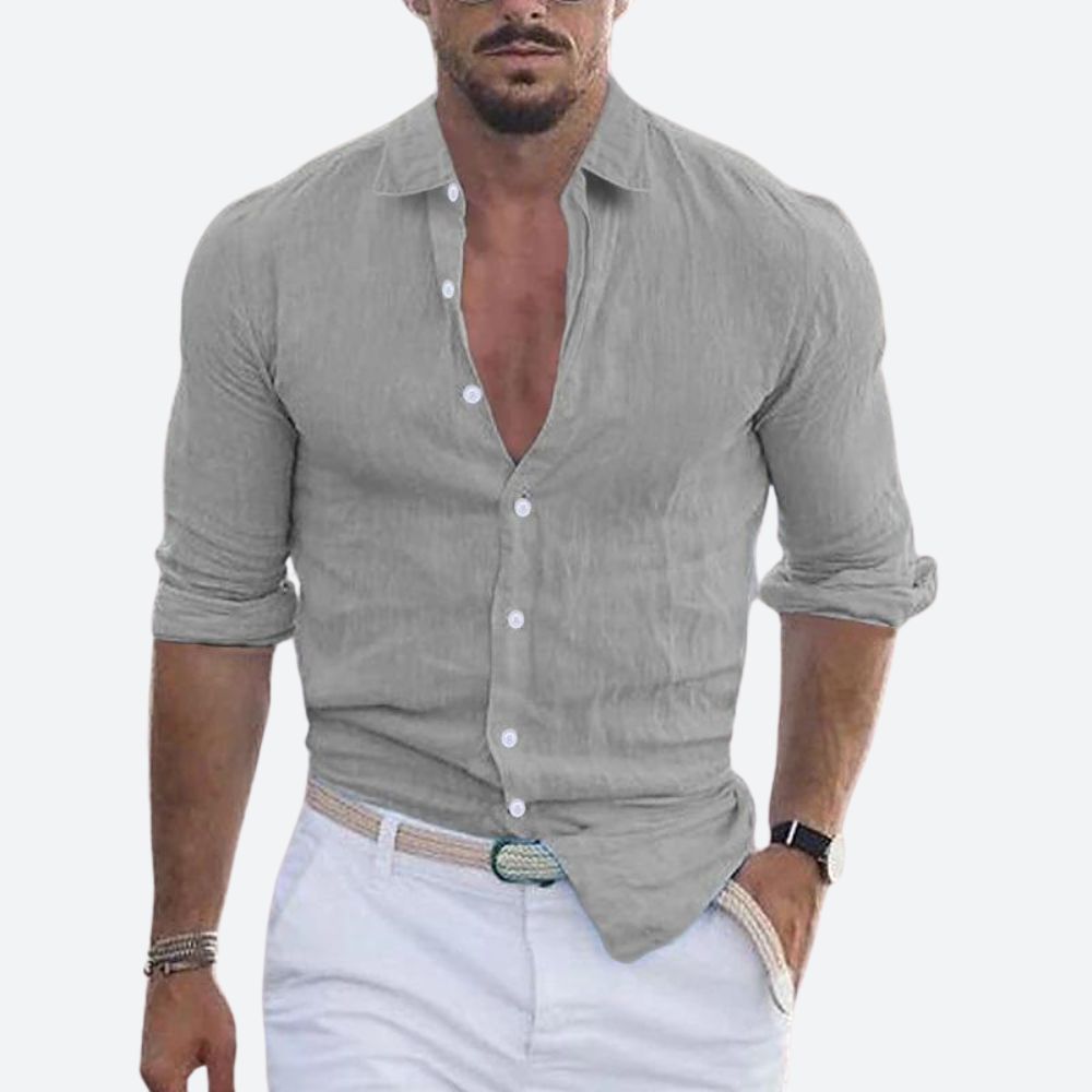 Men's Casual Linen Long Sleeve Shirt - Summer Relaxed Fit