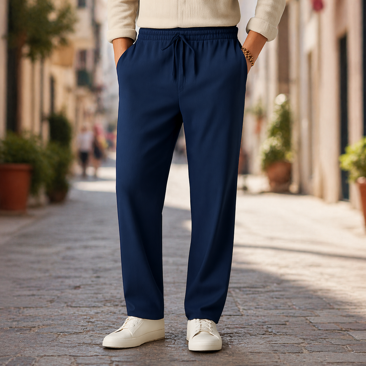 Men's Relaxed Fit Linen Pants - Casual Wear