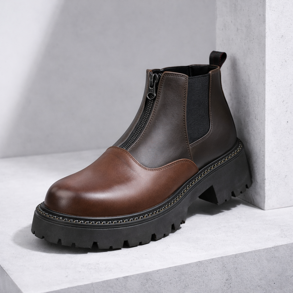 Men's Leather Boots - Classic Fit with Zipper
