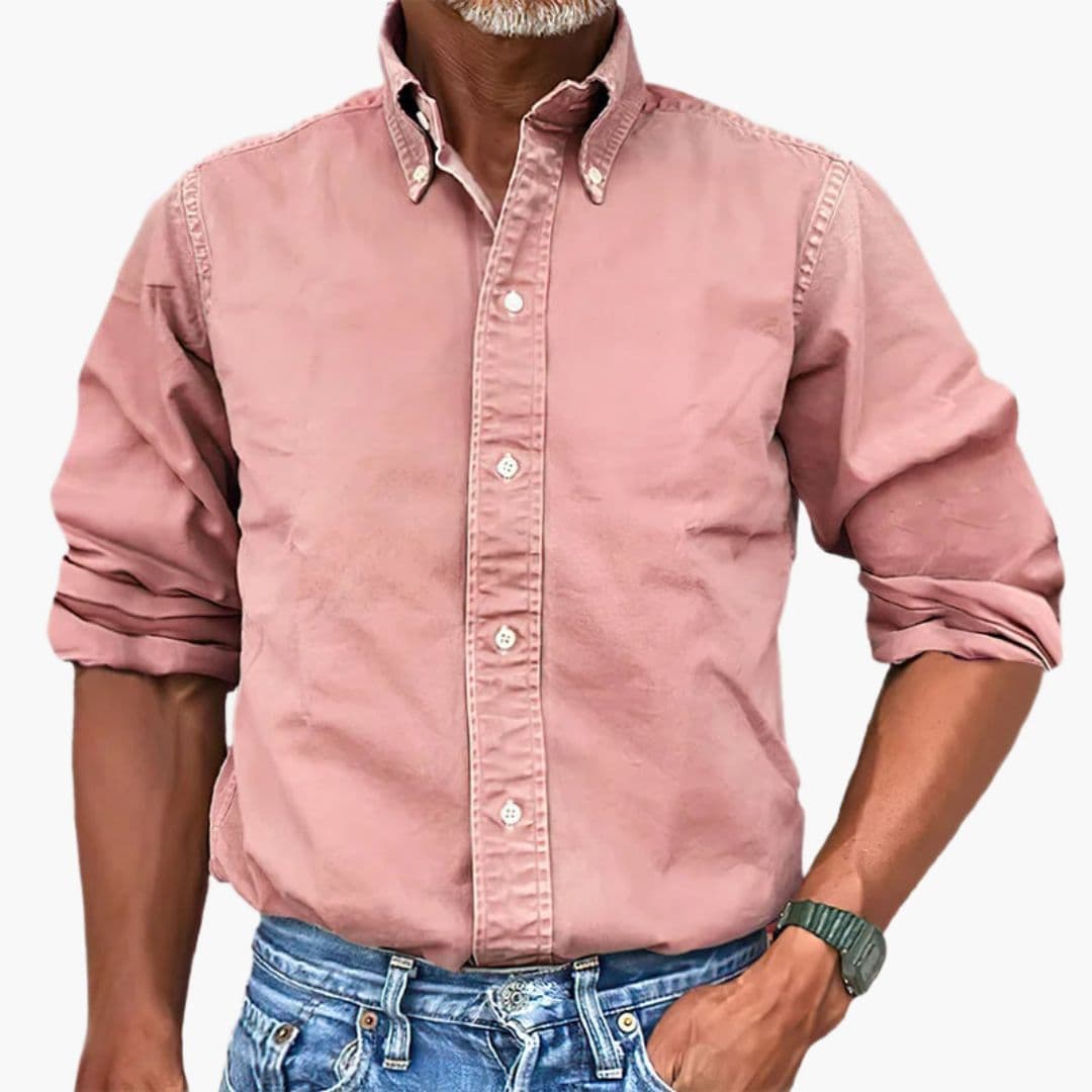 Men's Distressed Long Sleeve Shirt - Relaxed Fit