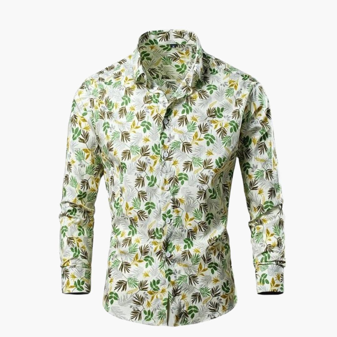 Men's Floral Print Long Sleeve Shirt - Summer Casual
