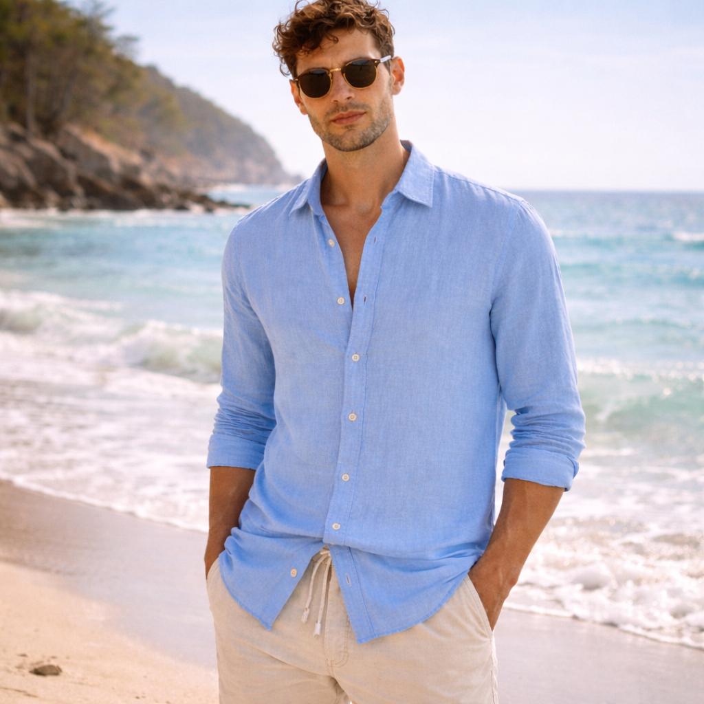 Men's Lightweight Casual Linen Shirt for Summer