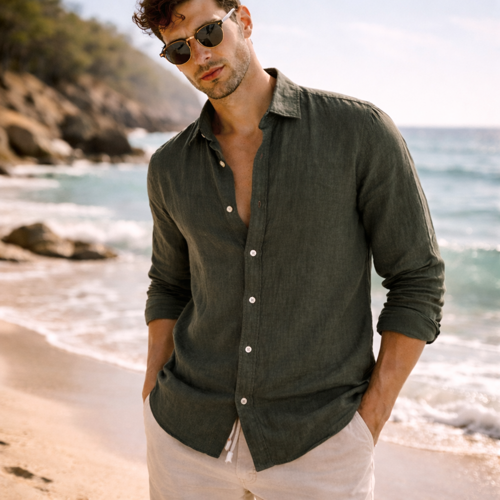 Men's Lightweight Casual Linen Shirt for Summer