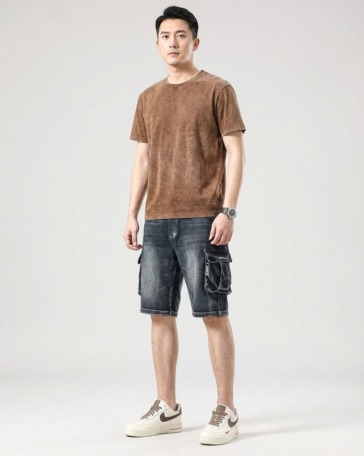 Men's Blue Denim Cargo Shorts