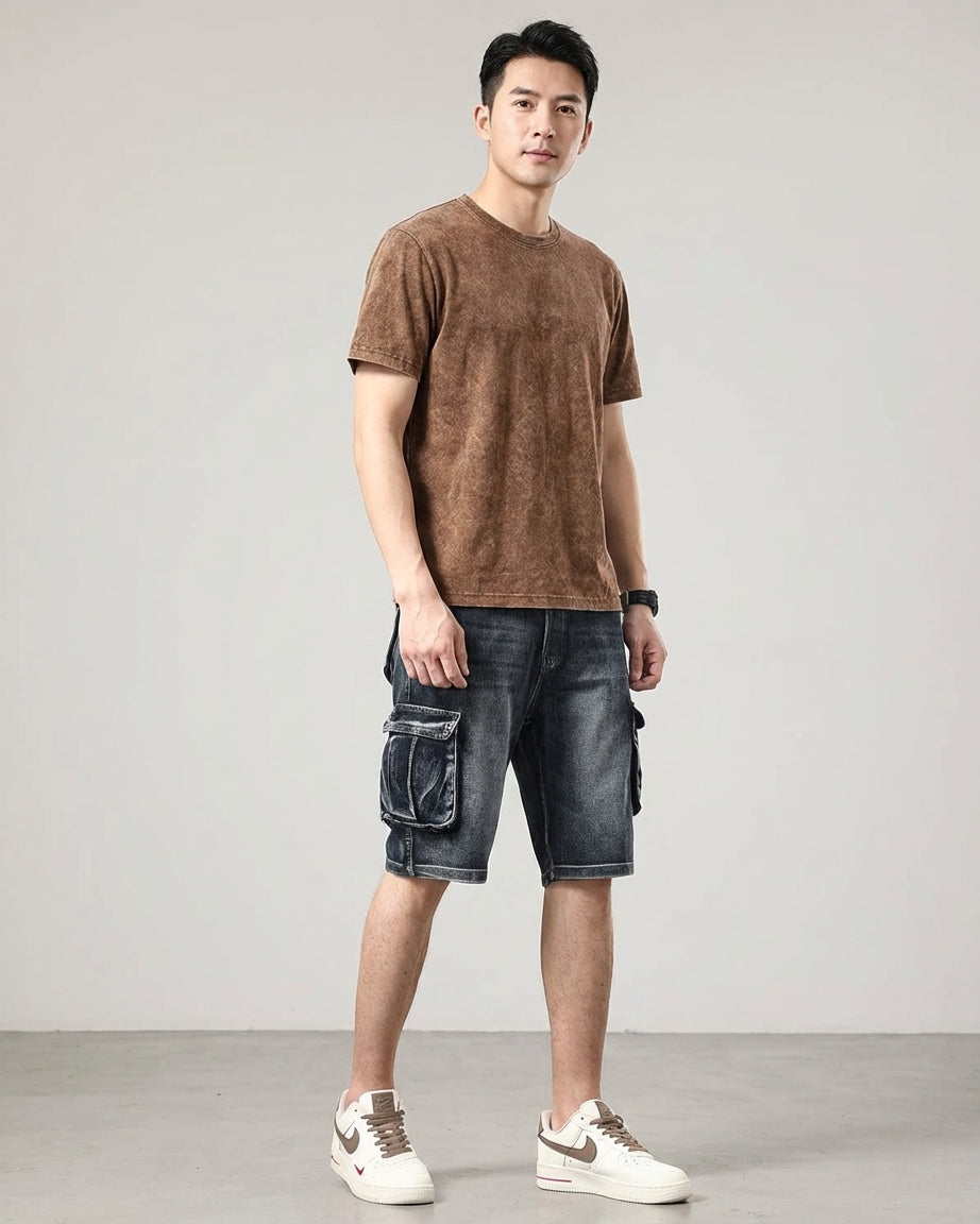 Men's Blue Denim Cargo Shorts