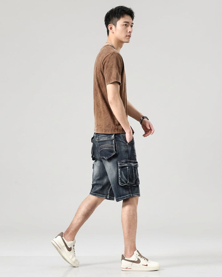 Men's Blue Denim Cargo Shorts