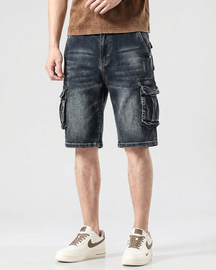 Men's Blue Denim Cargo Shorts