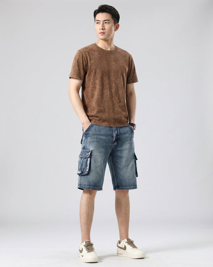 Men's Blue Denim Cargo Shorts