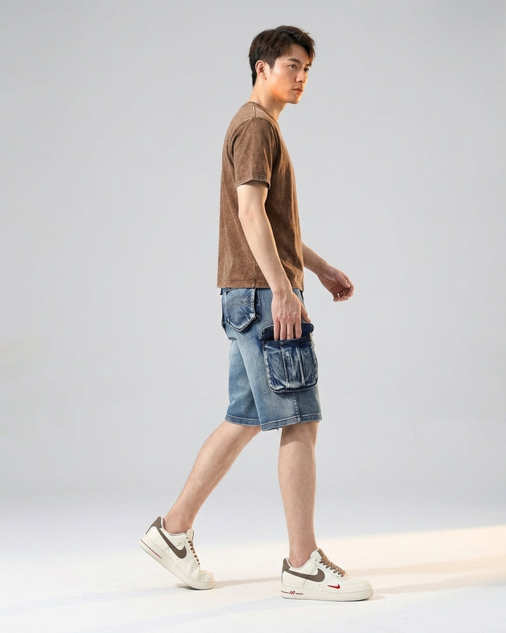 Men's Blue Denim Cargo Shorts