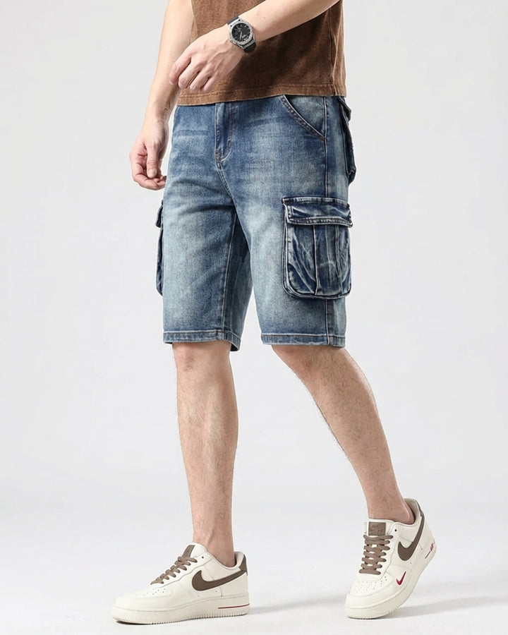 Men's Blue Denim Cargo Shorts