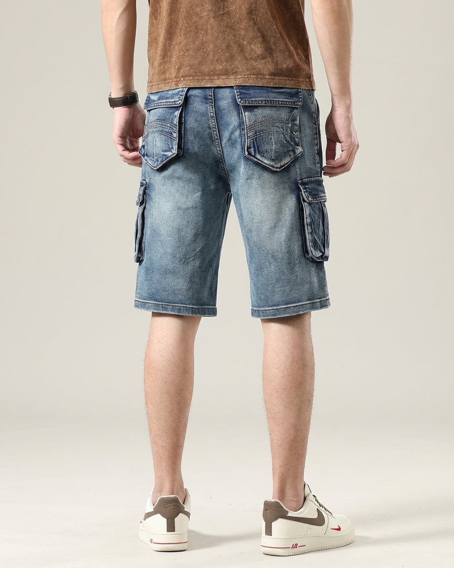 Men's Blue Denim Cargo Shorts