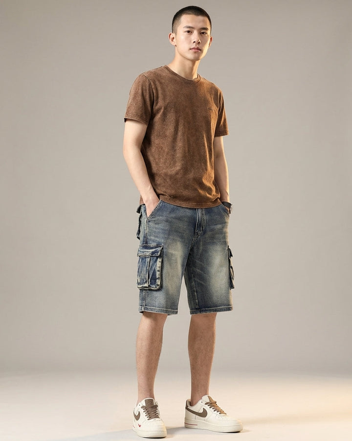 Men's Blue Denim Cargo Shorts