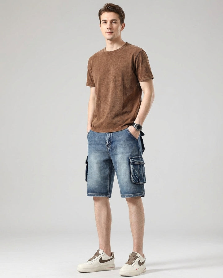 Men's Blue Denim Cargo Shorts
