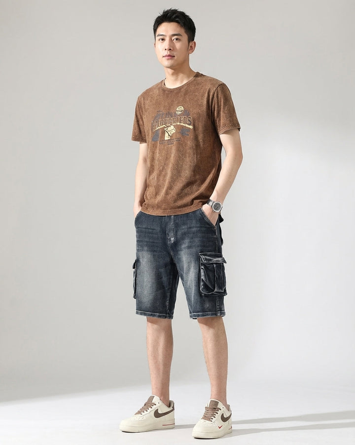 Men's Blue Denim Cargo Shorts