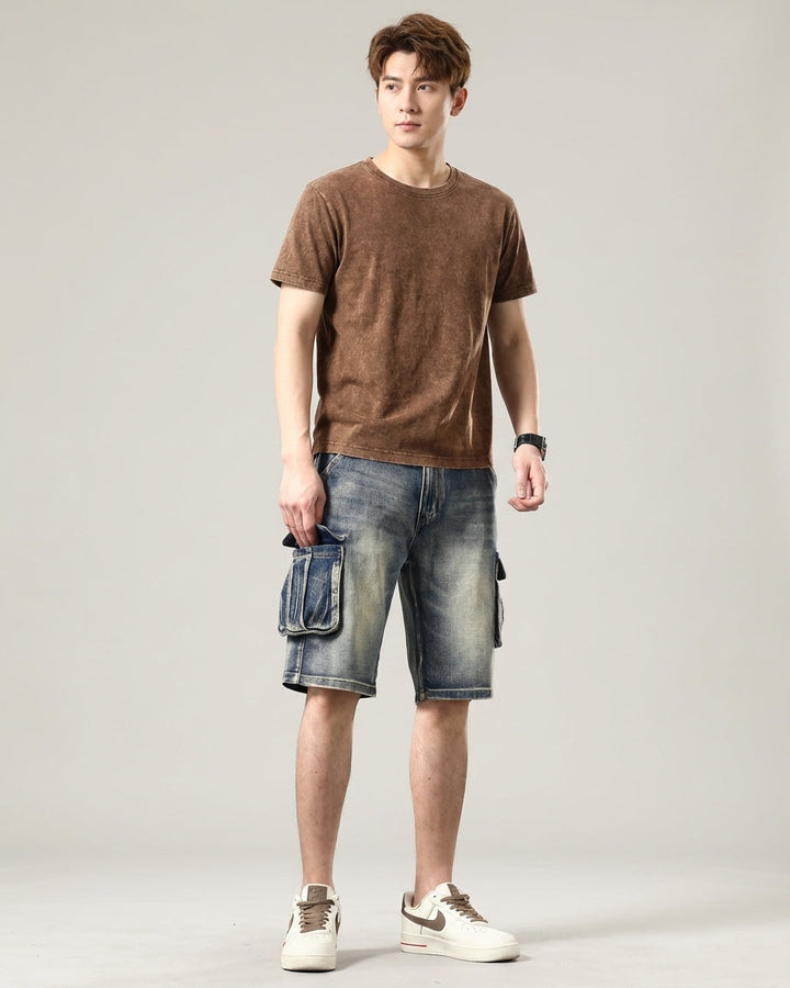 Men's Blue Denim Cargo Shorts