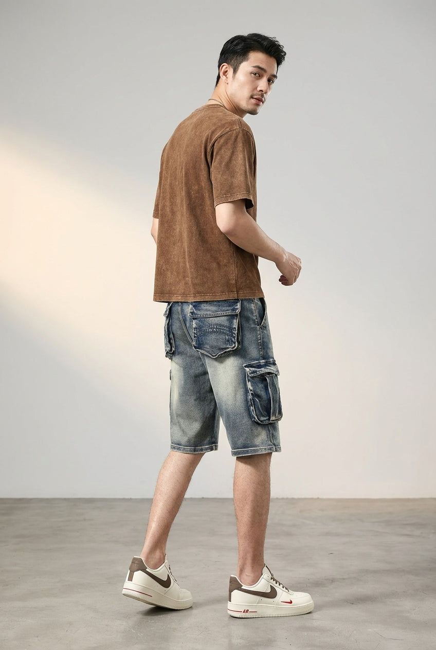 Men's Blue Denim Cargo Shorts