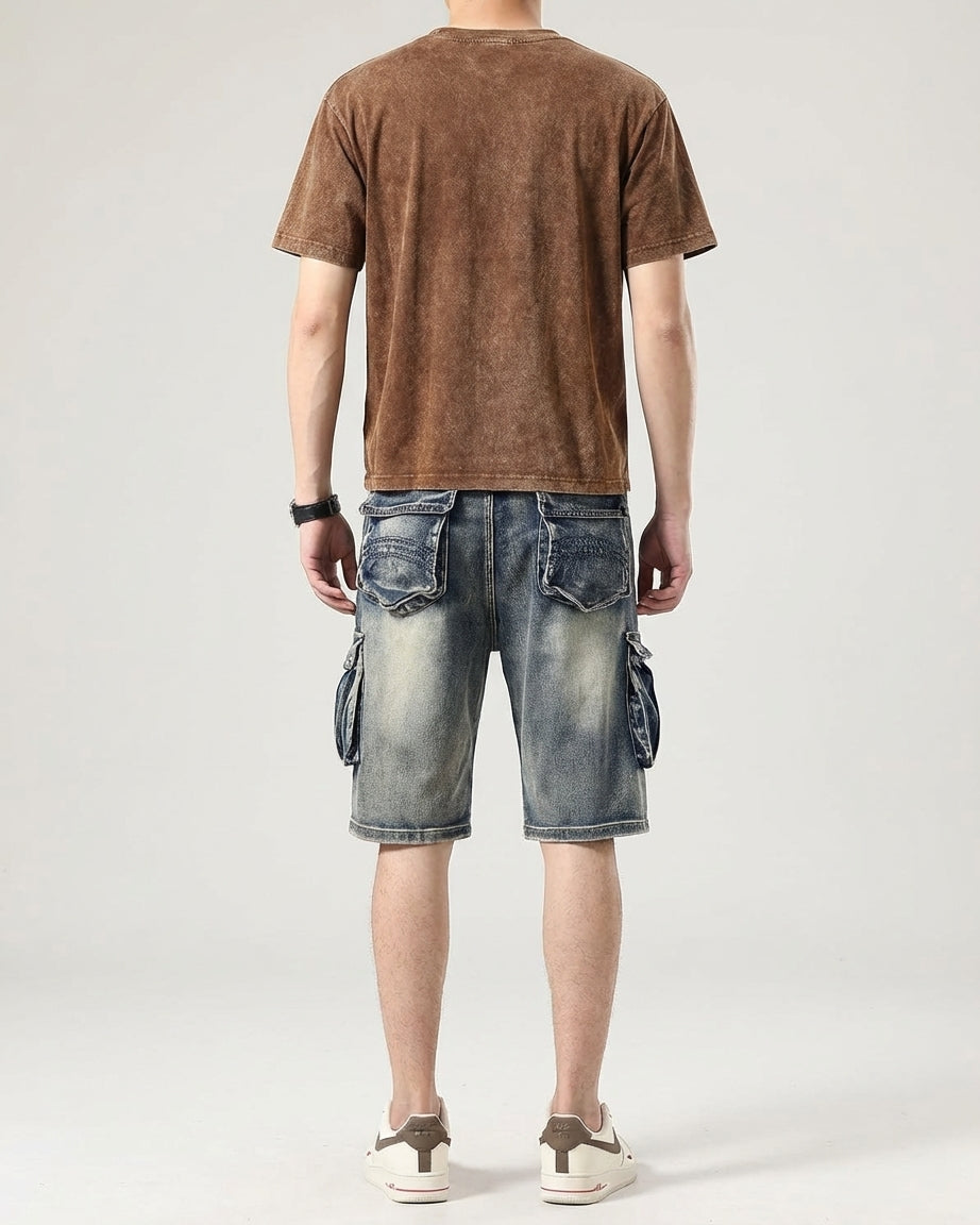 Men's Blue Denim Cargo Shorts