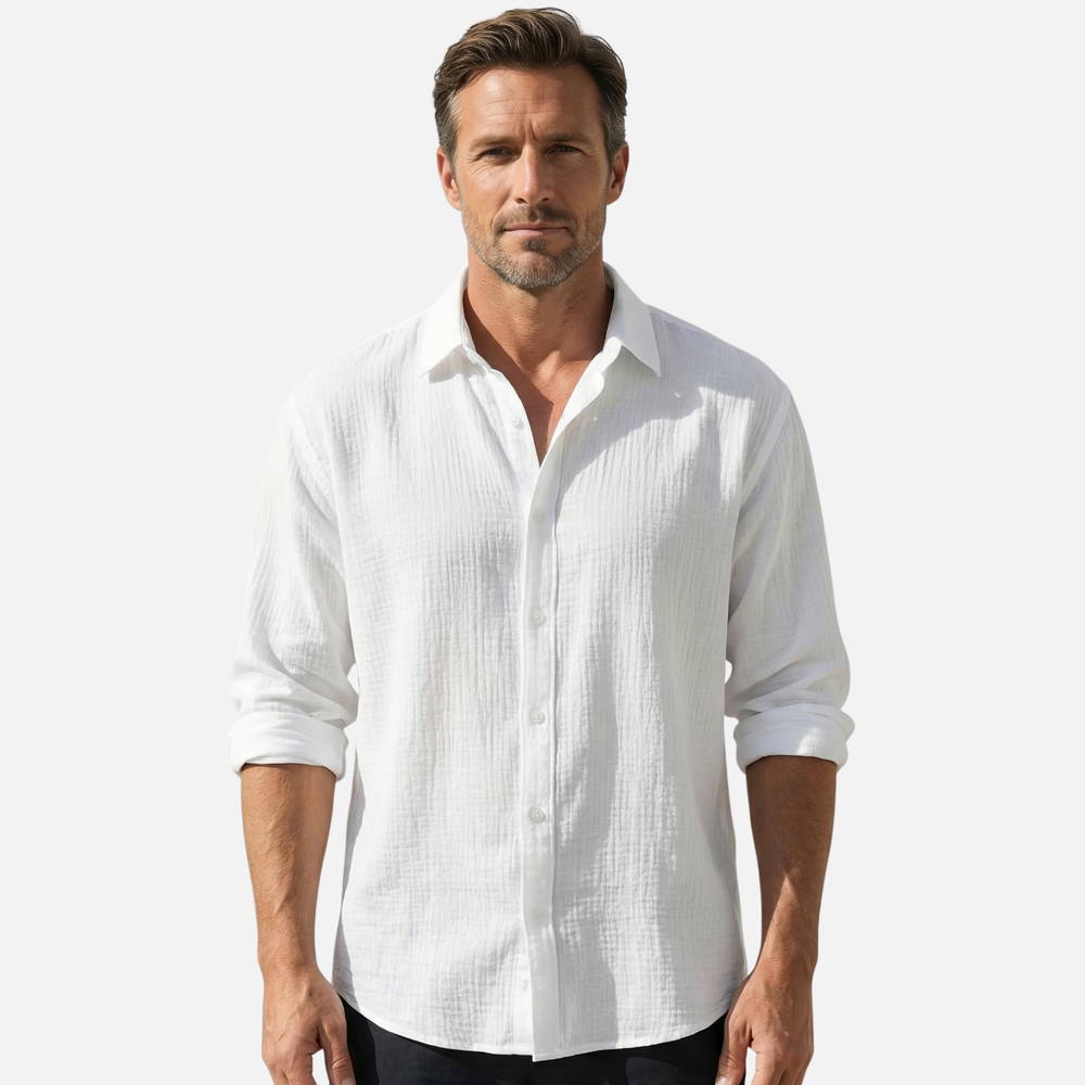 Men's Breathable Linen Button-Down Shirt - Summer Casual Style