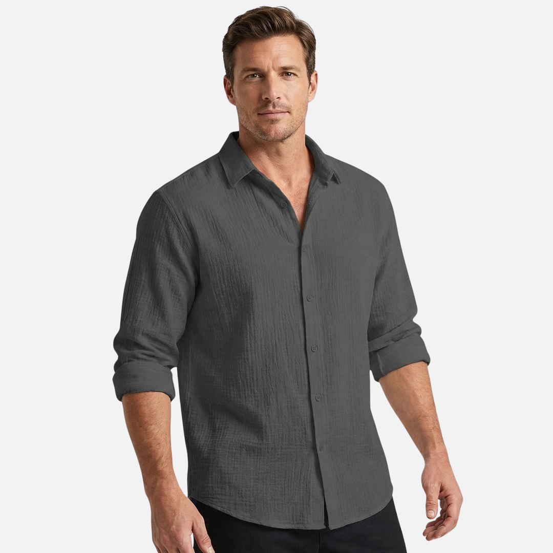 Men's Breathable Linen Button-Down Shirt - Summer Casual Style