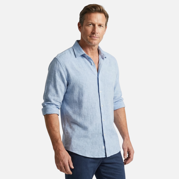 Men's Breathable Linen Button-Down Shirt - Summer Casual Style