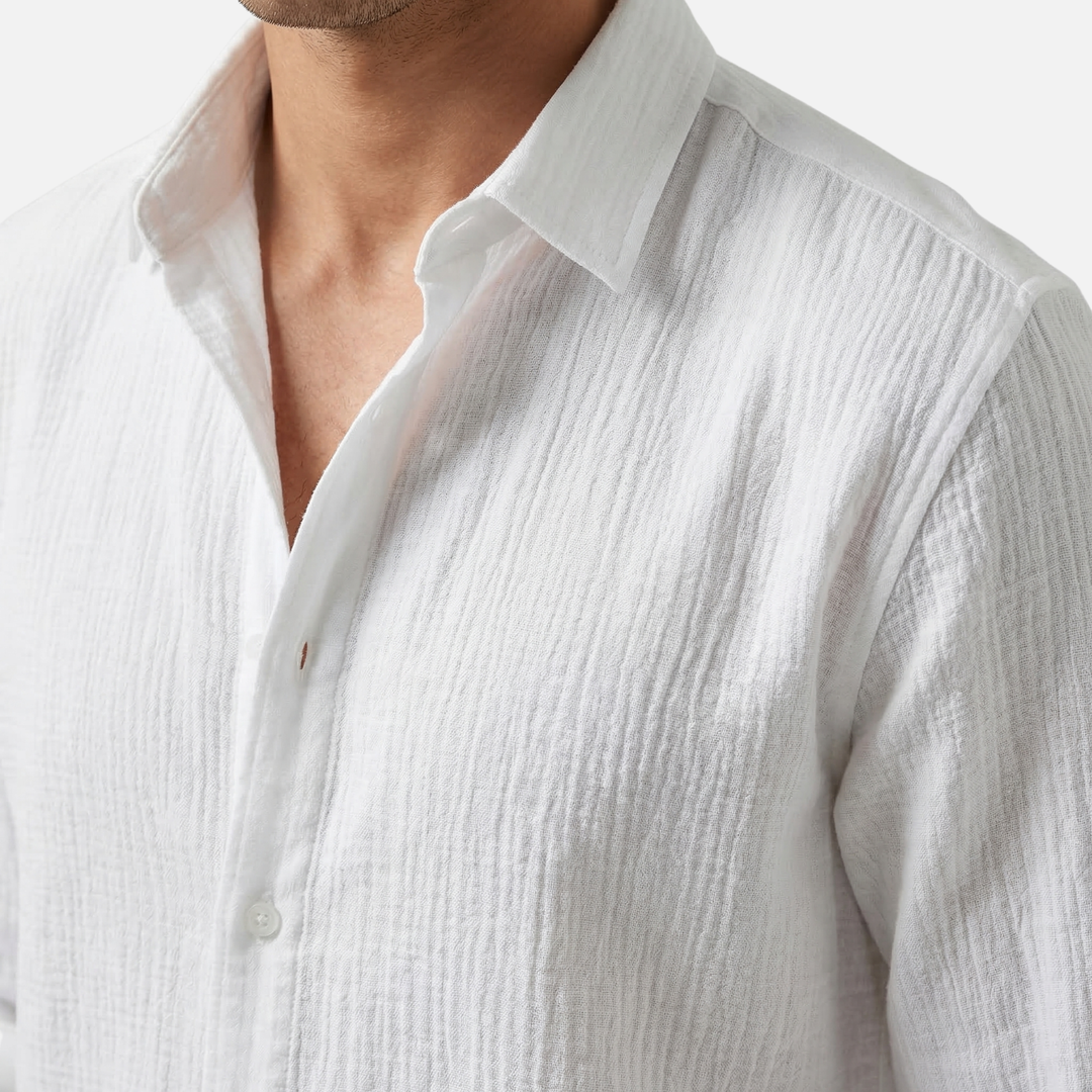 Men's Breathable Linen Button-Down Shirt - Summer Casual Style