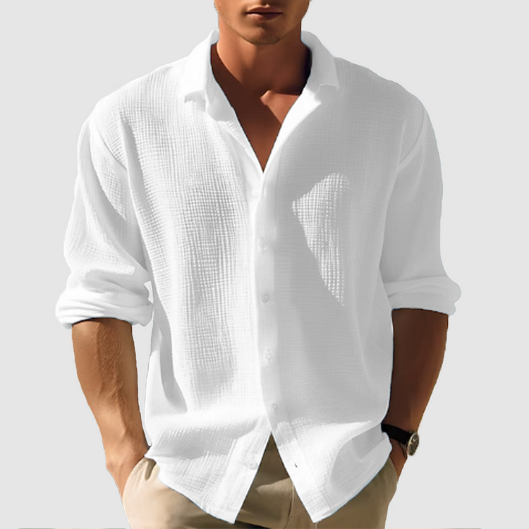 Men's Breathable Linen Button-Down Shirt - Summer Casual Style