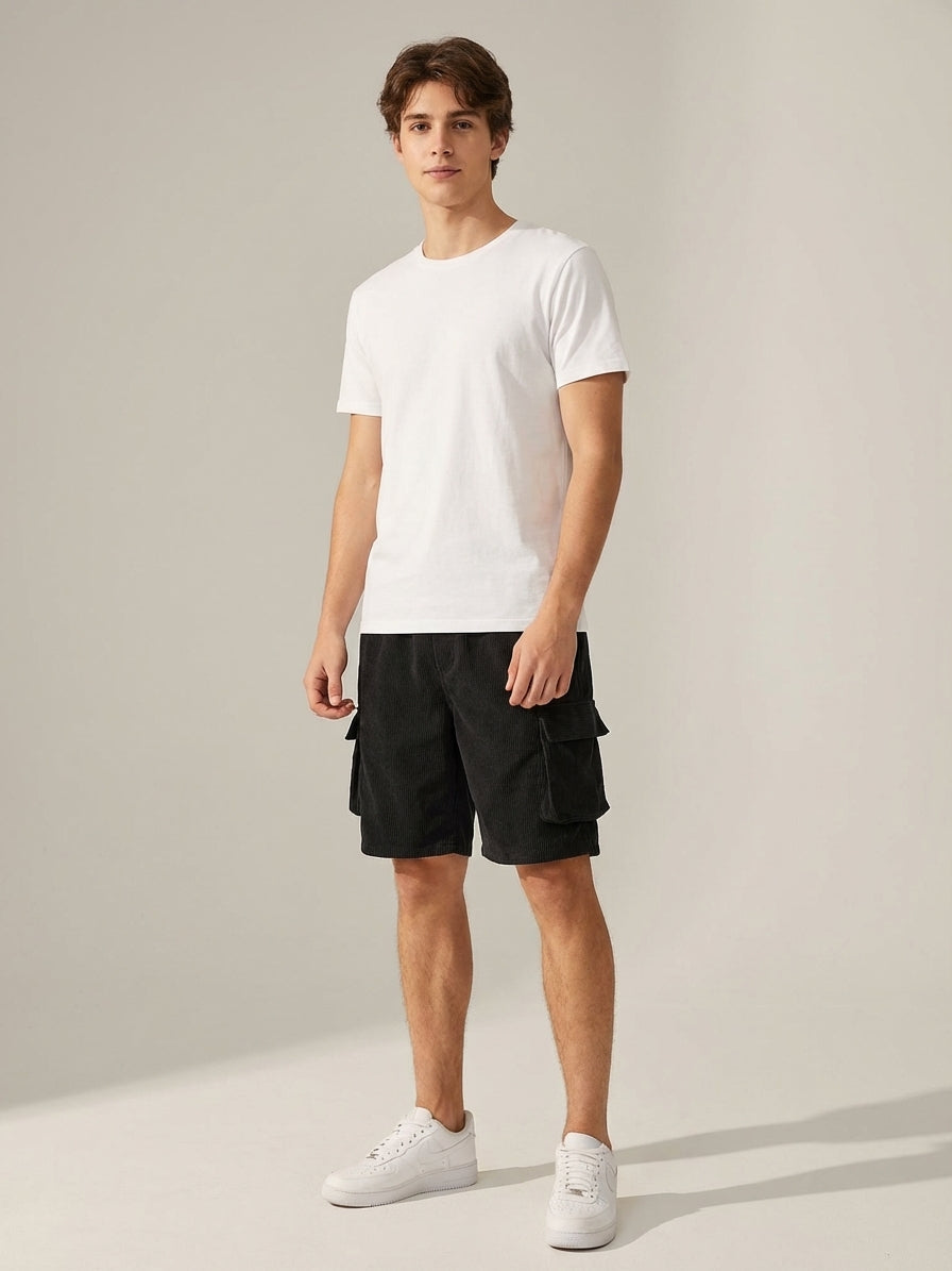 Men's Brown Corduroy Cargo Shorts