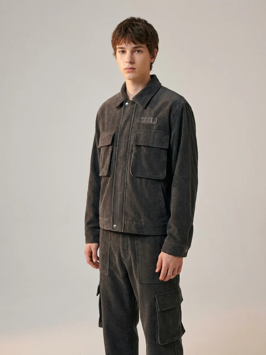 Men's Brown Corduroy Cargo Shorts