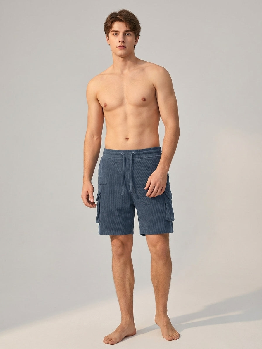 Men's Brown Corduroy Cargo Shorts