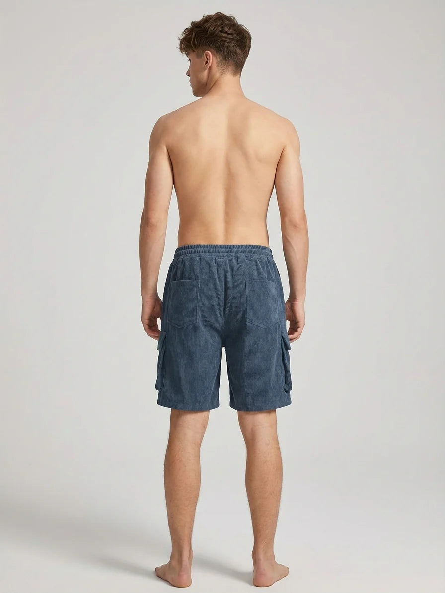 Men's Brown Corduroy Cargo Shorts