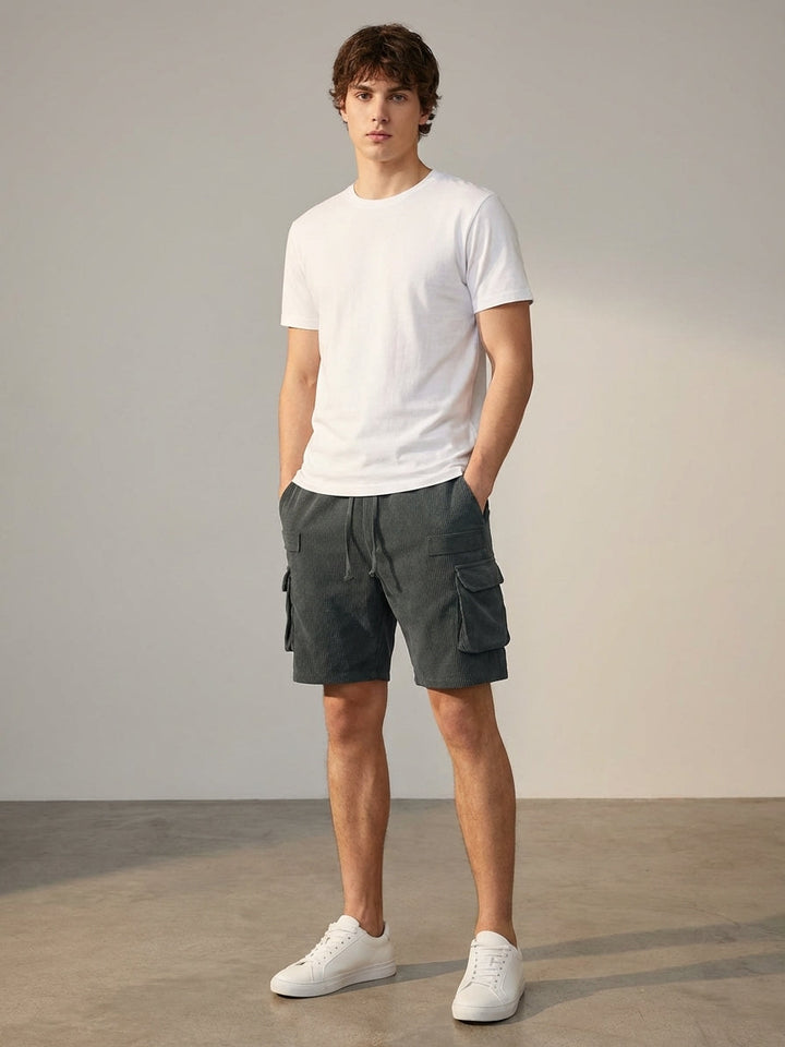Men's Brown Corduroy Cargo Shorts