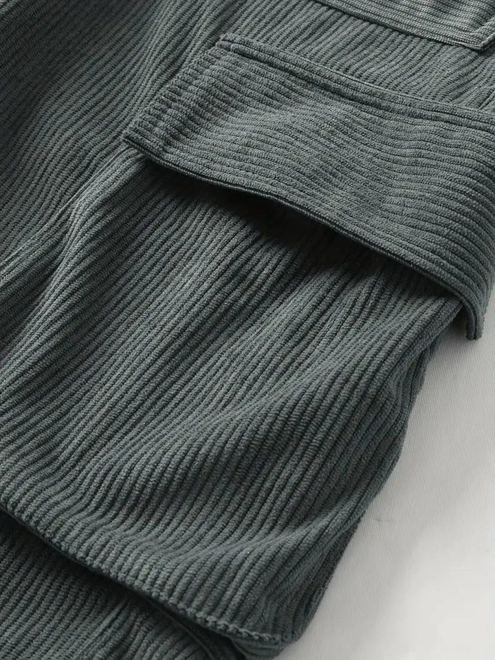 Men's Brown Corduroy Cargo Shorts