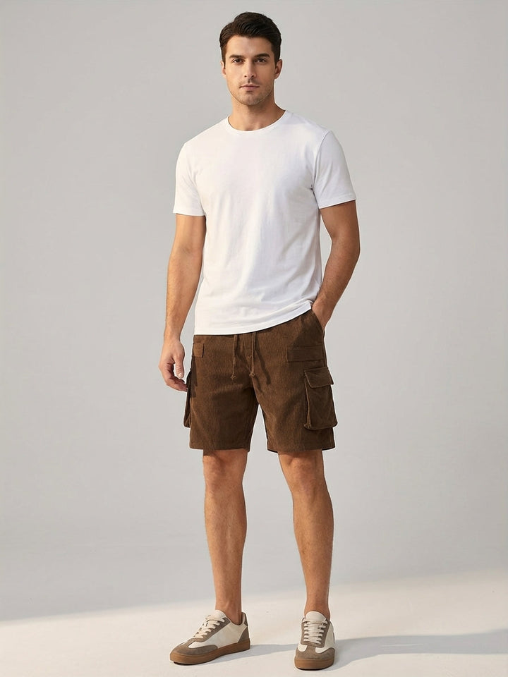 Men's Brown Corduroy Cargo Shorts