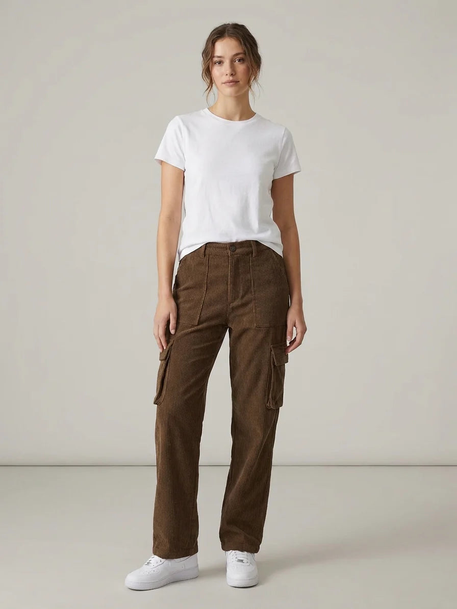 Men's Brown Corduroy Cargo Shorts