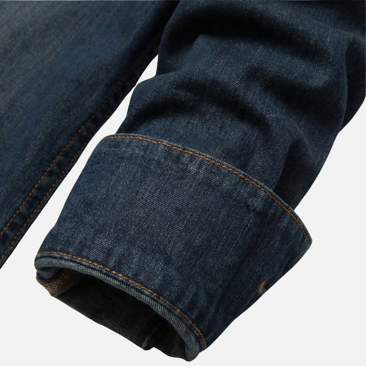 Men's Button-Up Denim Long Sleeve Shirt with Chest Pockets