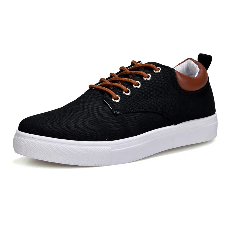 Men's Canvas and Leather Sneakers - Relaxed Fit Orthopedic