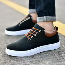 Men's Canvas and Leather Sneakers - Relaxed Fit Orthopedic