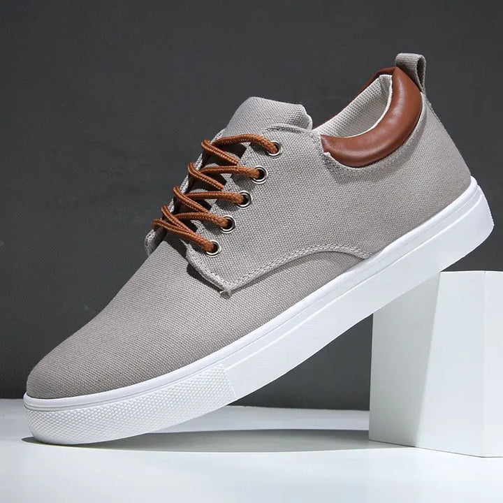 Men's Canvas and Leather Sneakers - Relaxed Fit Orthopedic