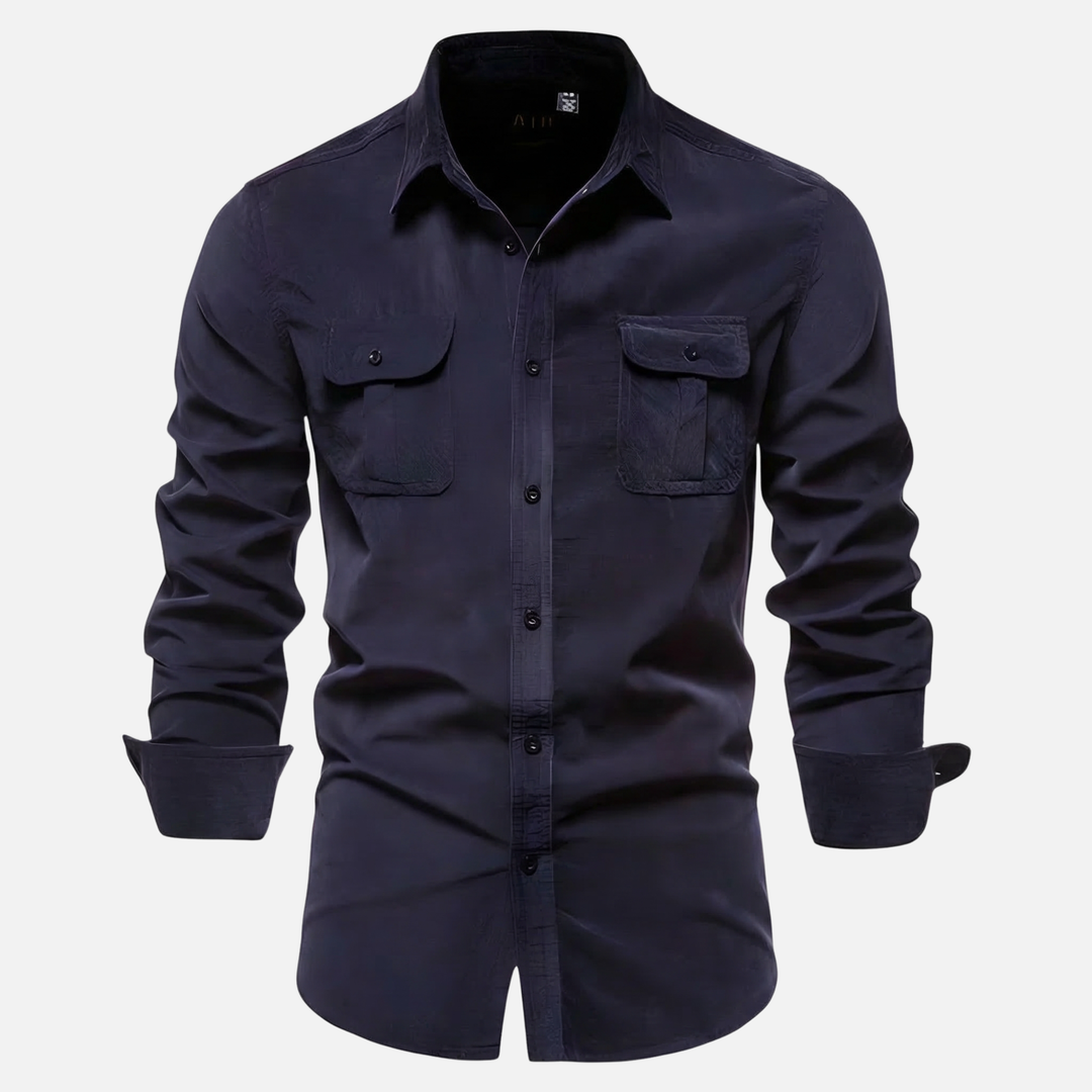 Men's Casual Corduroy Shirt with Chest Pockets