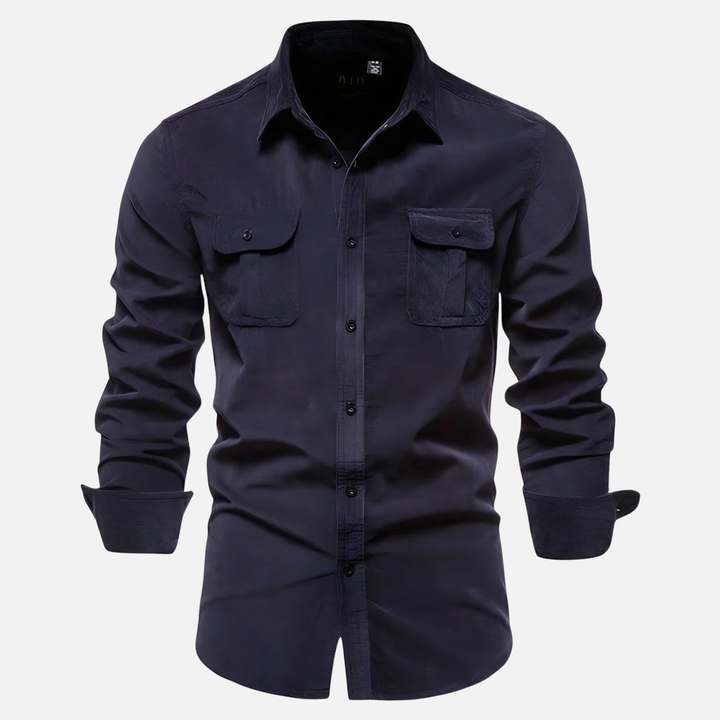Men's Casual Corduroy Shirt with Chest Pockets