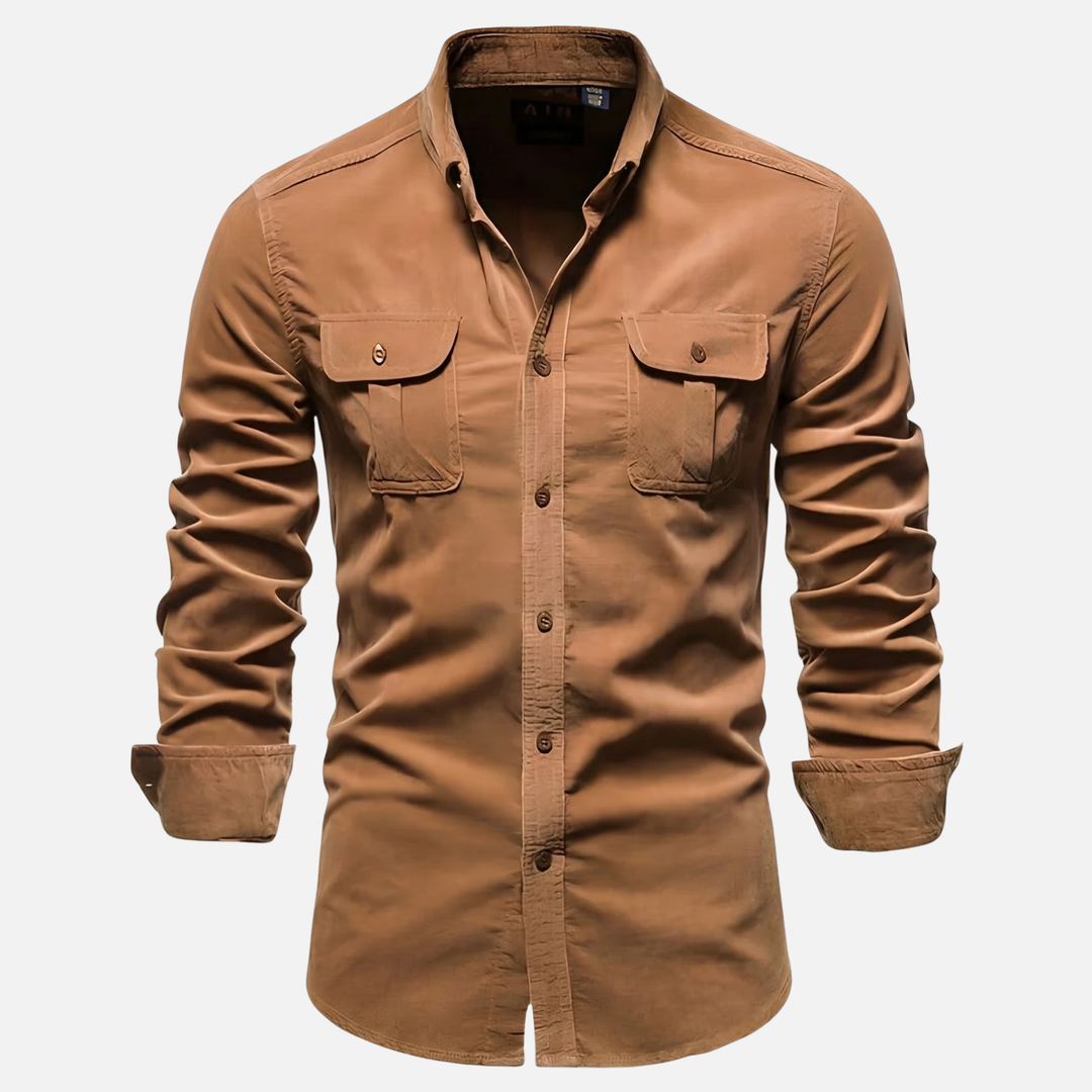 Men's Casual Corduroy Shirt with Chest Pockets