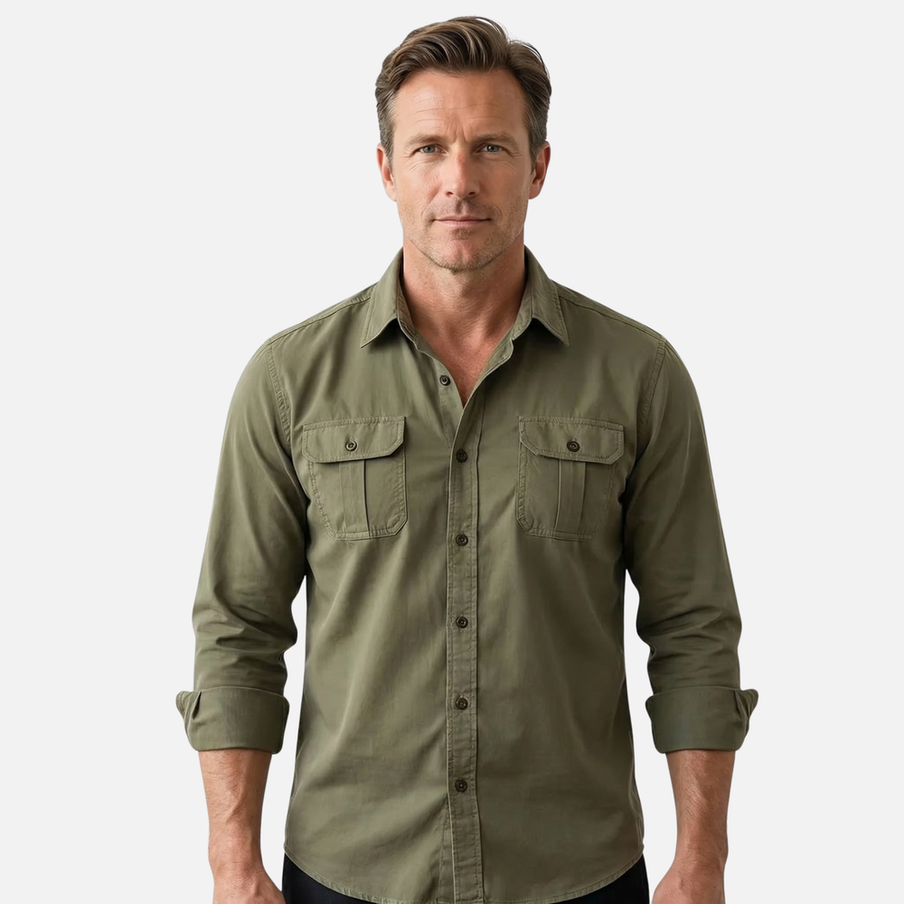 Men's Casual Corduroy Shirt with Chest Pockets