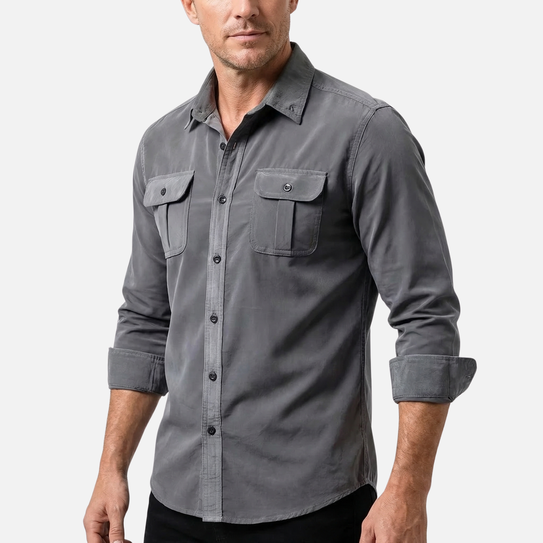 Men's Casual Corduroy Shirt with Chest Pockets