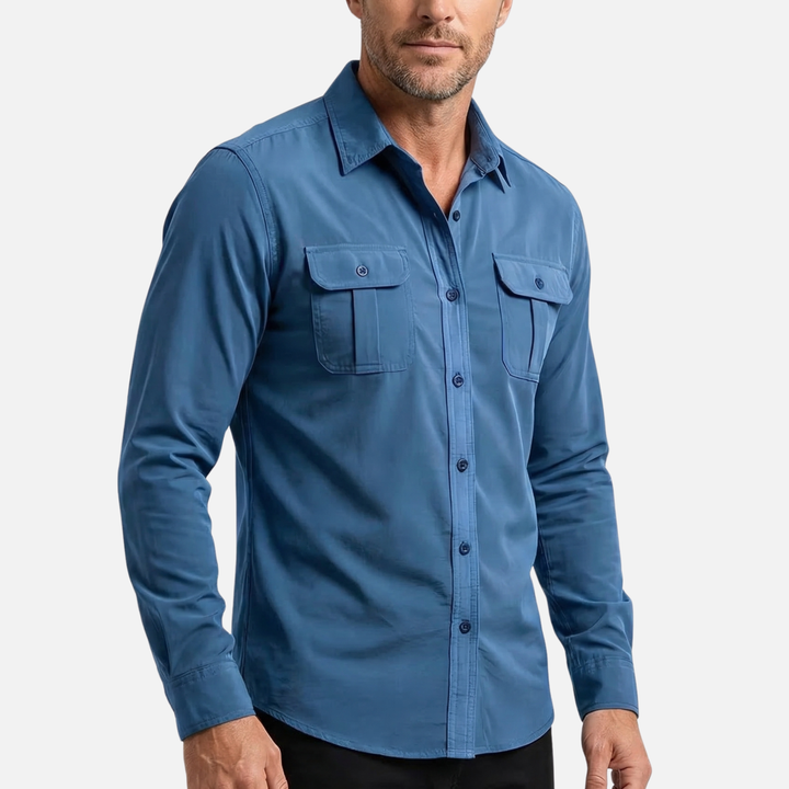 Men's Casual Corduroy Shirt with Chest Pockets